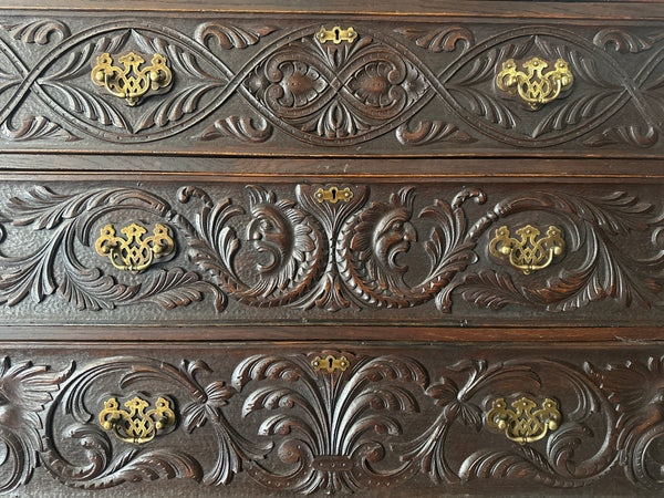Fabulous Tall Carved Oak Chest
