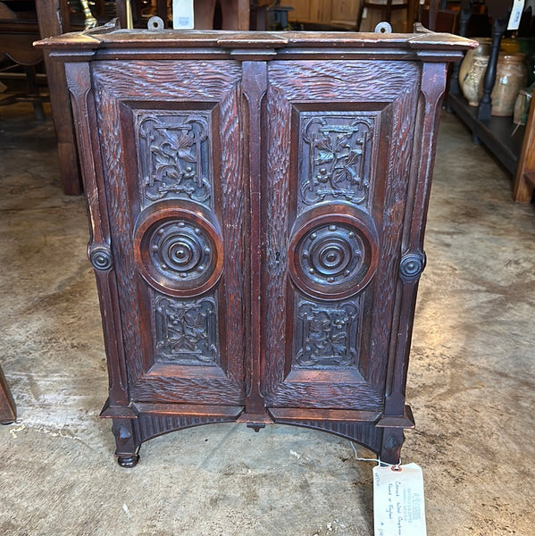Carved Oak Wall Cupboard, England