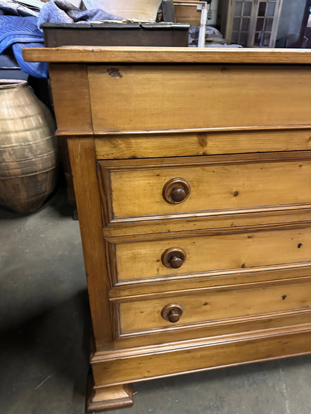 French Four-Drawer Paneled Pine Commode,