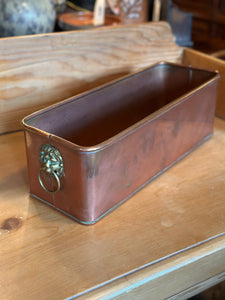 antique copper planter pots Rectangular Copper Planter with Lion's Head Handles – McIntosh Cottage Antiques