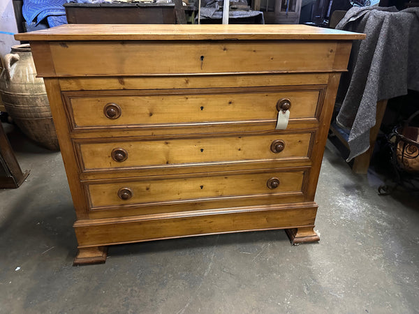 French Four-Drawer Paneled Pine Commode,
