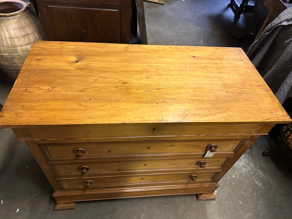 French Four-Drawer Paneled Pine Commode,