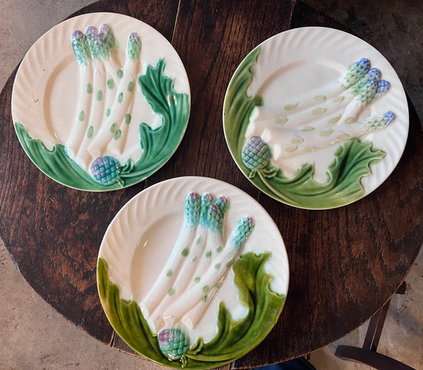 Asparagus Plate, Cream with Green