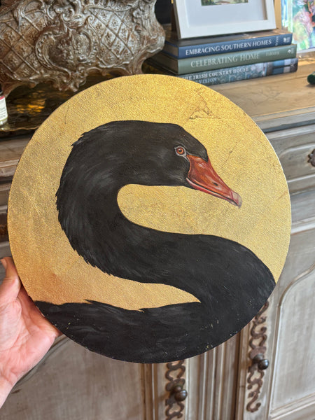 Rayne Housey Bories Black Swan on Gold Background