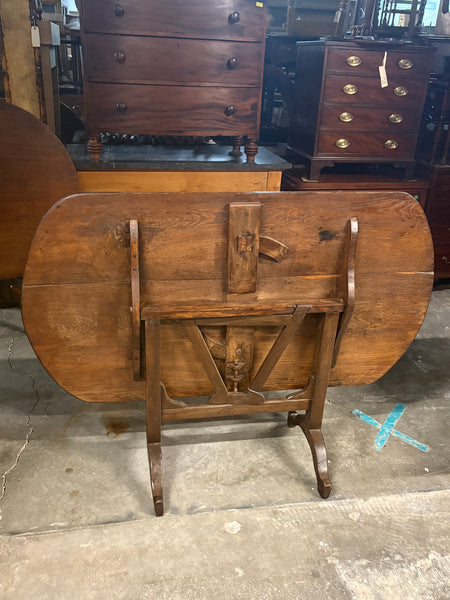 Rare French Oak "D" End Vendange Table