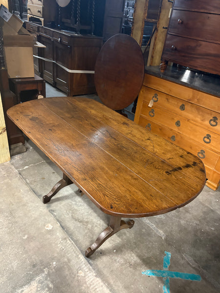 Rare French Oak "D" End Vendange Table