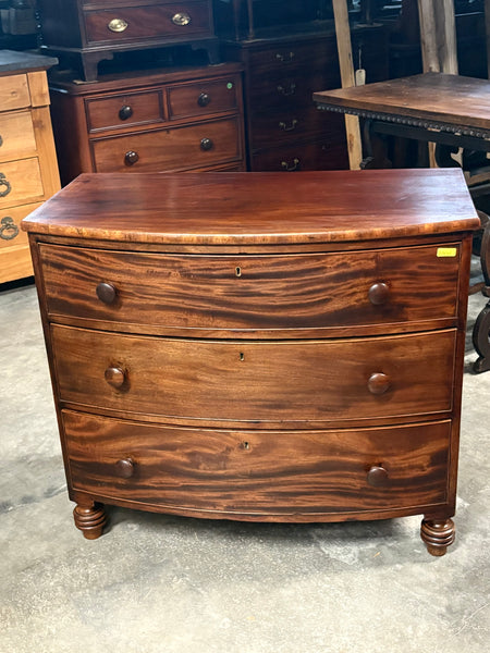 Georgian Three-Drawer Mahogany Bow Front Chest