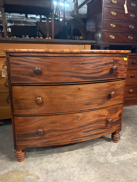Georgian Three-Drawer Mahogany Bow Front Chest