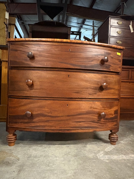 Georgian Three-Drawer Mahogany Bow Front Chest