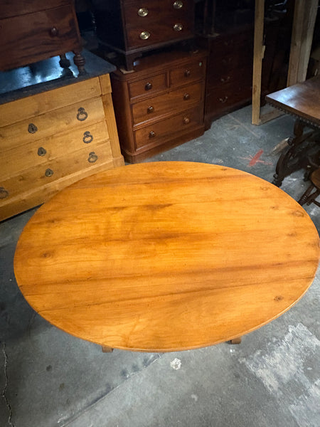 Cherry Vendange Table, Unusual Turned-Leg Base,