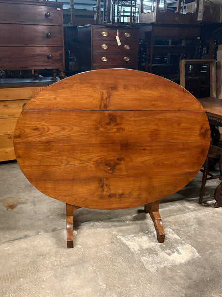 French Cherrywood Vendange Table with Turned Base