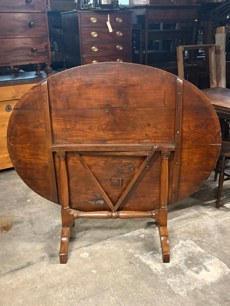 French Cherrywood Vendange Table with Turned Base