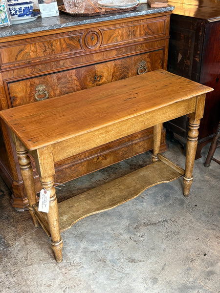 Narrow Victorian Pine Table with Undershelf