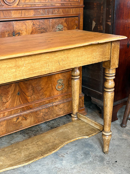 Narrow Victorian Pine Table with Undershelf