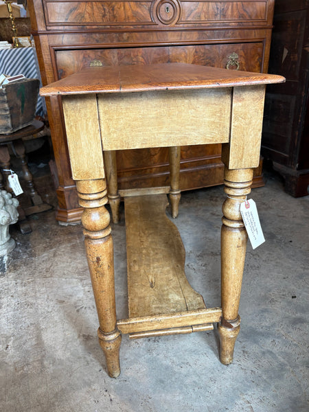 Narrow Victorian Pine Table with Undershelf