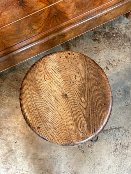 Small Stool with Metal Stretcher