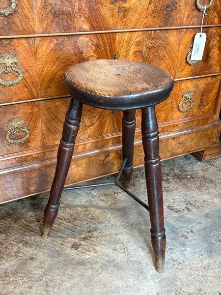 Small Stool with Metal Stretcher