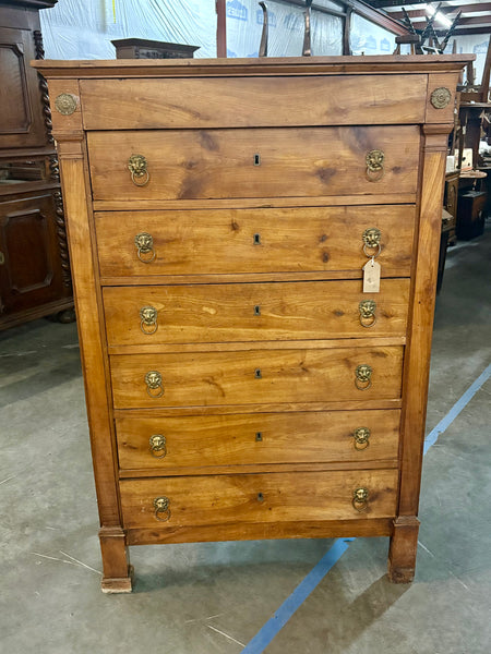 French Panelled Cherry 7-Drawer Directoire Chest