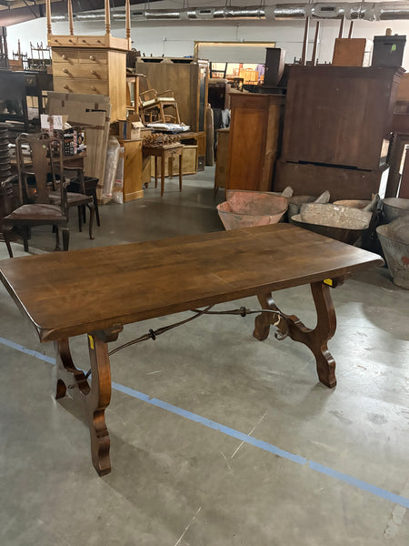 French Oak and Iron Spanish-Style Table
