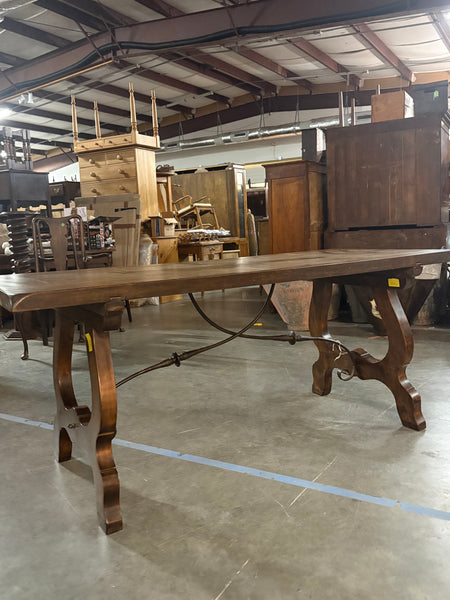 French Oak and Iron Spanish-Style Table