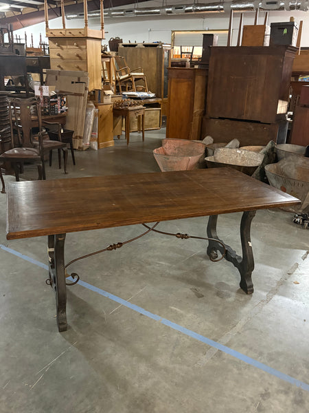 French Oak and Iron Spanish-Style Table