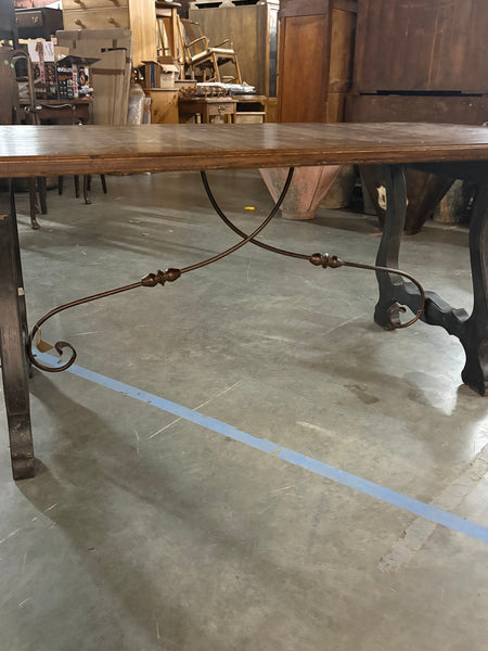 French Oak and Iron Spanish-Style Table
