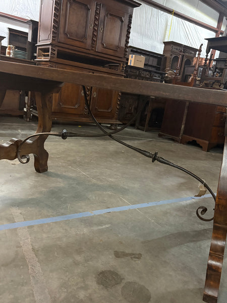 French Oak and Iron Spanish-Style Table