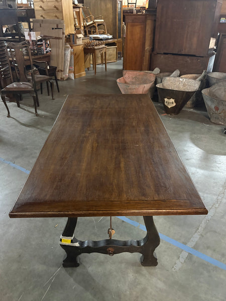 French Oak and Iron Spanish-Style Table