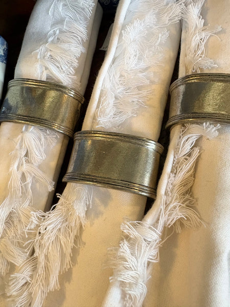 Vintage Smooth Oval Pewter Napkin Ring, Set of 4