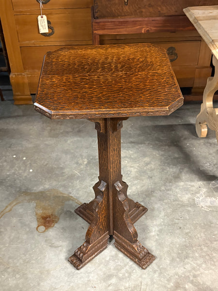 Chip Carved English Oak Pedestal