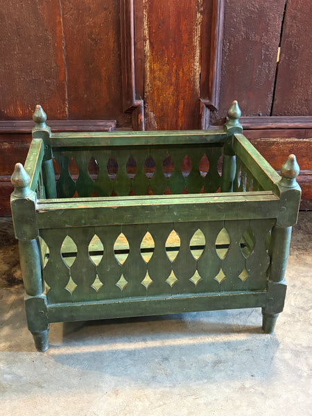 Painted Wooden Planter, Green