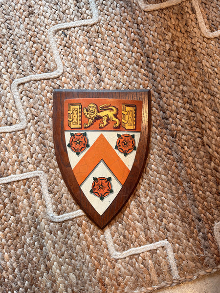 Vintage Metal and Wood Plaque, Trinity College Cambridge