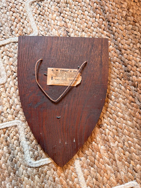 Vintage Metal and Wood Plaque, Trinity College Cambridge