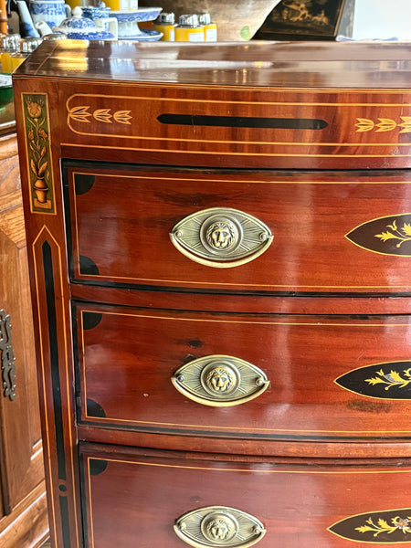 Mahogany Bow Front Chest with Inlay