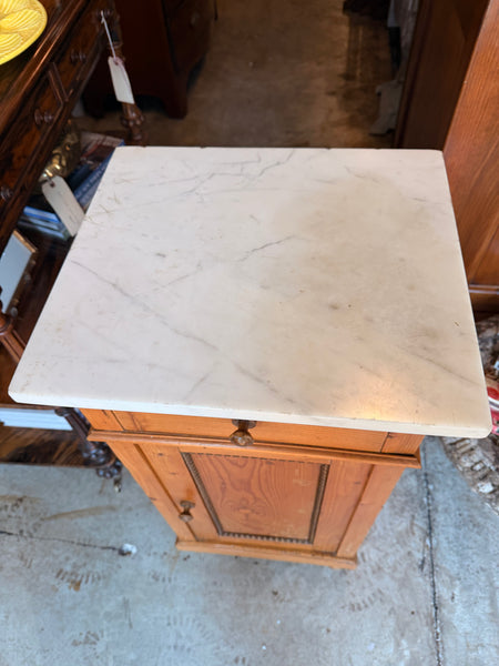 English Pine Pot Cupboard with Marble Top