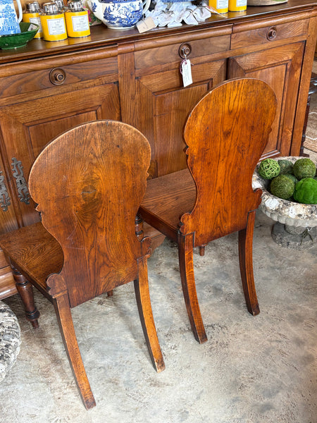 Pair of Oak Hall Chairs