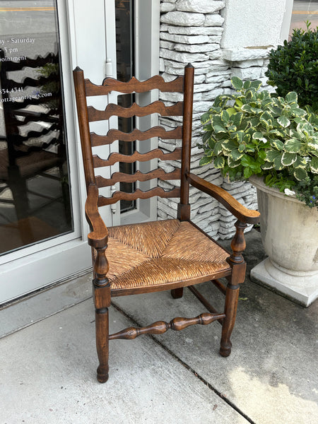 Set of Six Ladder Back, Rush Seated Chairs