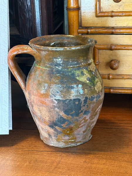 Pyrenees Jug with Brown Glaze with Green Accents