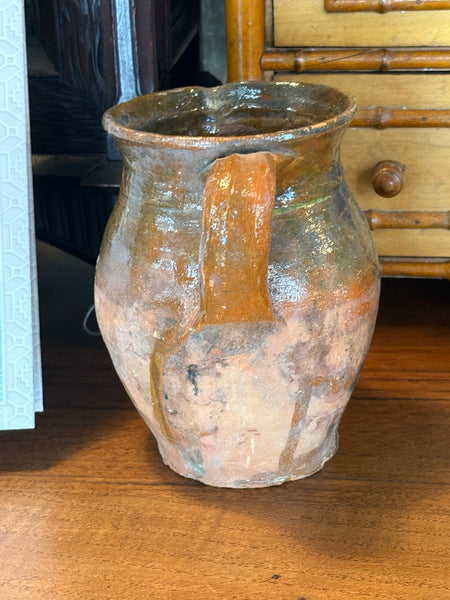 Pyrenees Jug with Brown Glaze with Green Accents