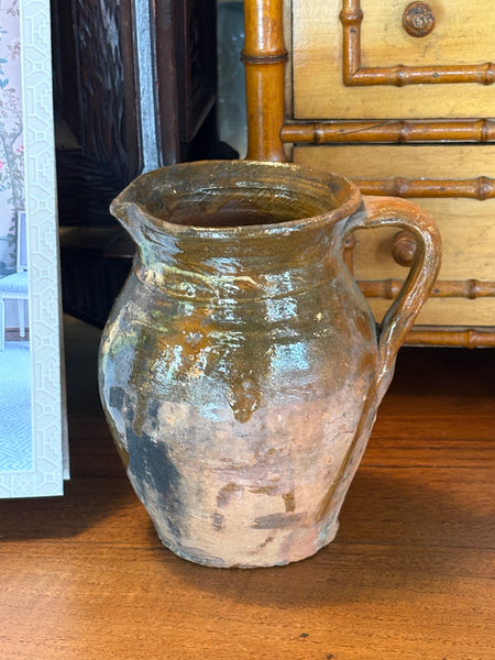 Pyrenees Jug with Brown Glaze with Green Accents