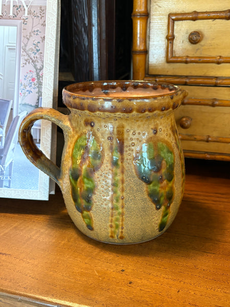 Pyrenees Jug with Mustard Glaze with Stripe Details