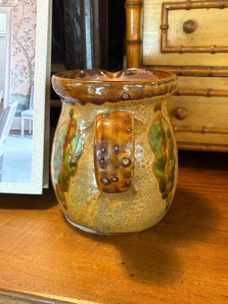 Pyrenees Jug with Mustard Glaze with Stripe Details