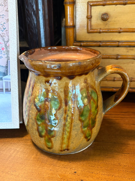 Pyrenees Jug with Mustard Glaze with Stripe Details