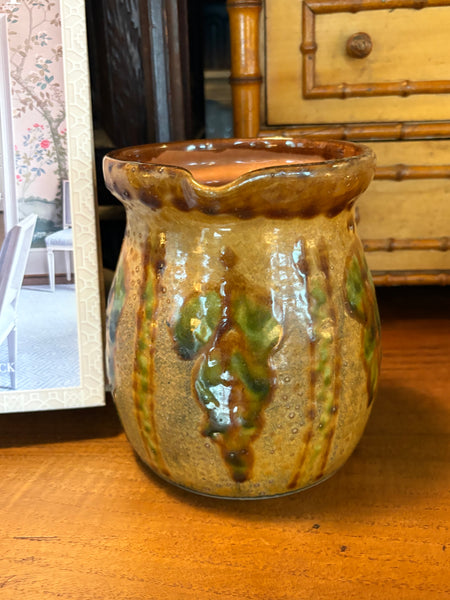 Pyrenees Jug with Mustard Glaze with Stripe Details