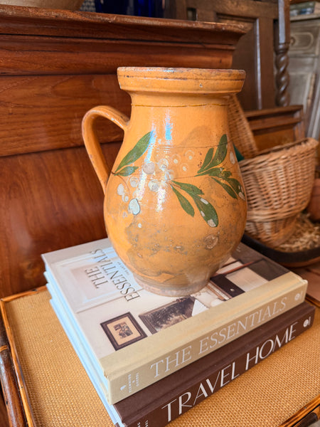 Pyrenees Jug, Pale Mustard Yellow with Leaves