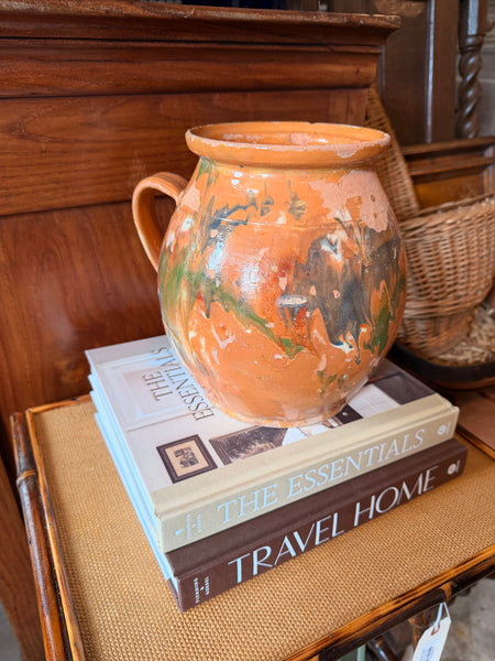 Pyrenees Jug, Orange with Blue, Green and Brown Splatter Detail