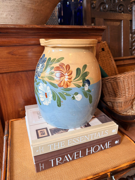 Pyrenees Jug, Butter Yellow and Blue with Flowers