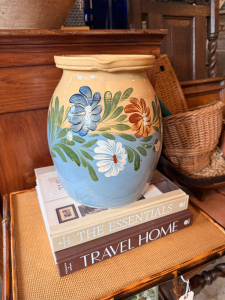 Pyrenees Jug, Butter Yellow and Blue with Flowers