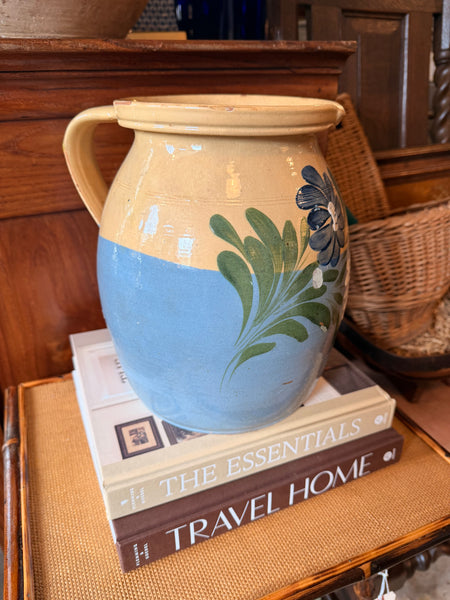 Pyrenees Jug, Butter Yellow and Blue with Flowers