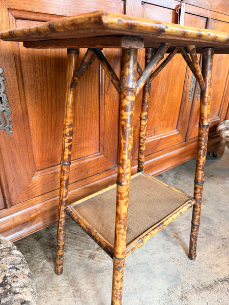 Bamboo Table with Original Rattan Top